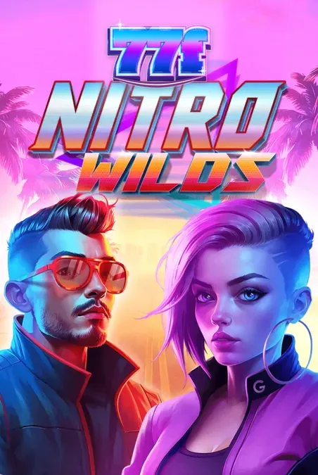 Interface do jogo de slot Nitro Wilds com luzes neon e elementos de corrida